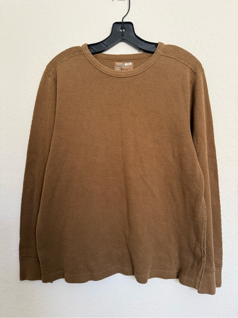 J.Crew Brown Surplus Thermal Long Sleeve Sweatshirt Size M Waffle Knit Cabincore